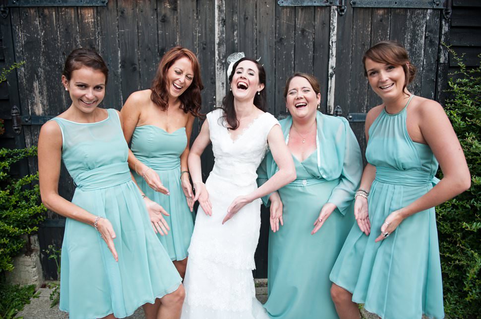 St Albans bride with bridesmaids wearing mint green
