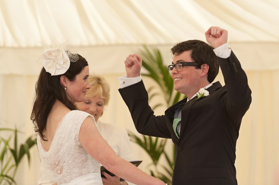 groom cheers about getting married in St Albans