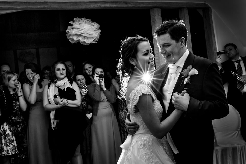 first dance at bride in wedding car going to Coltsfoot Country Retreat wedding