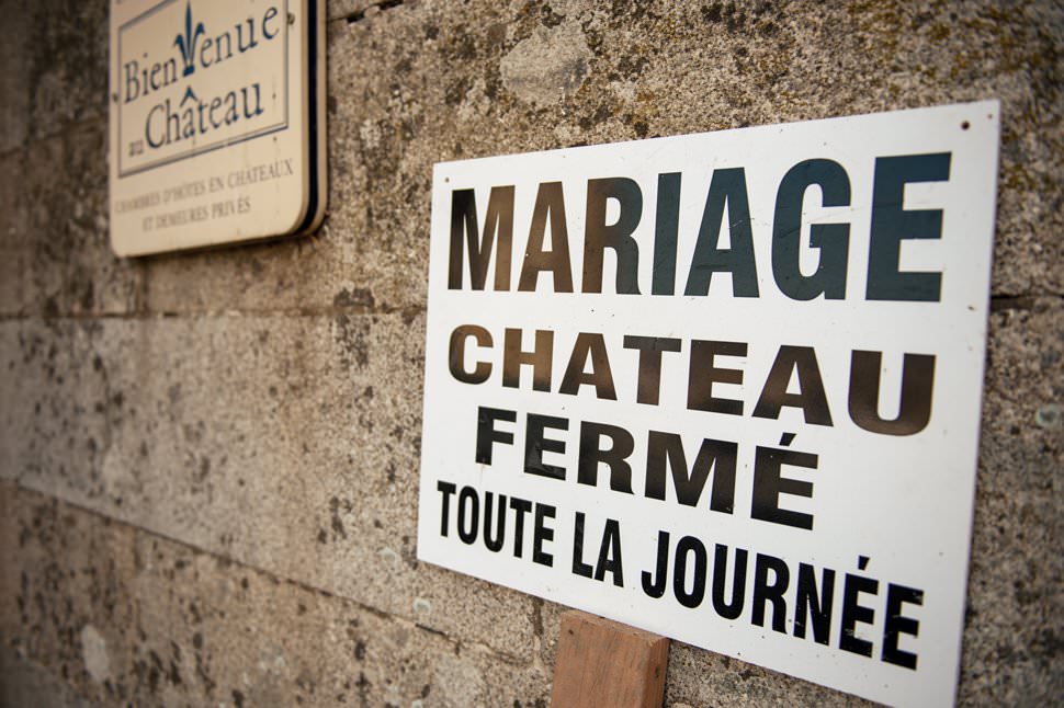 chateau closed for wedding sign