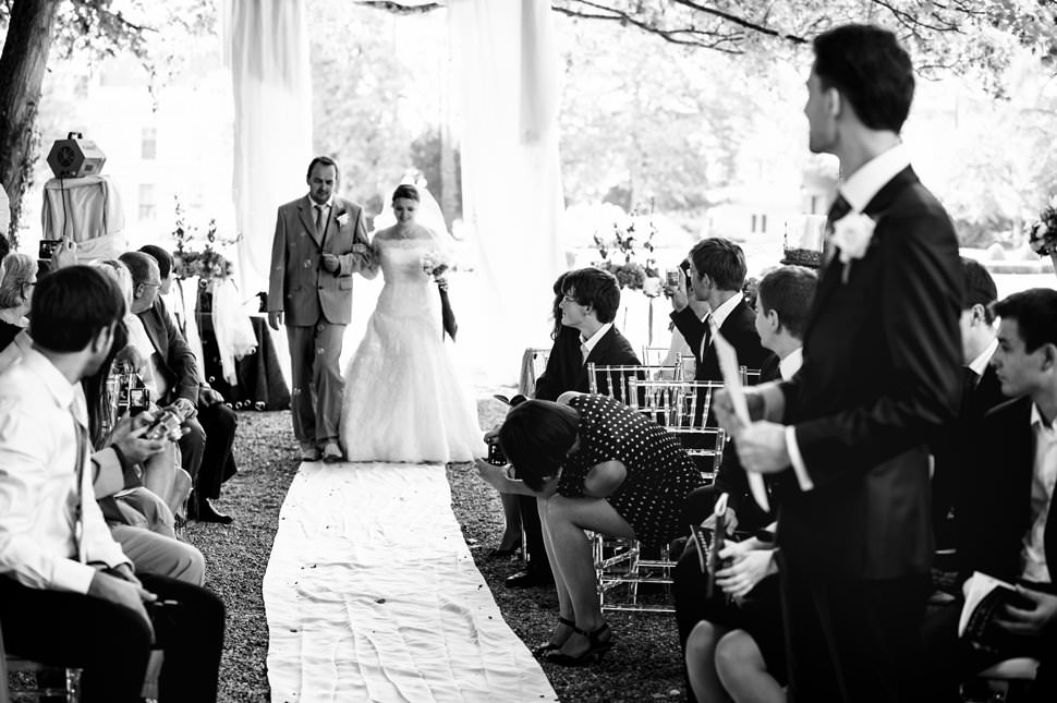 outdoor ceremony at french destination wedding