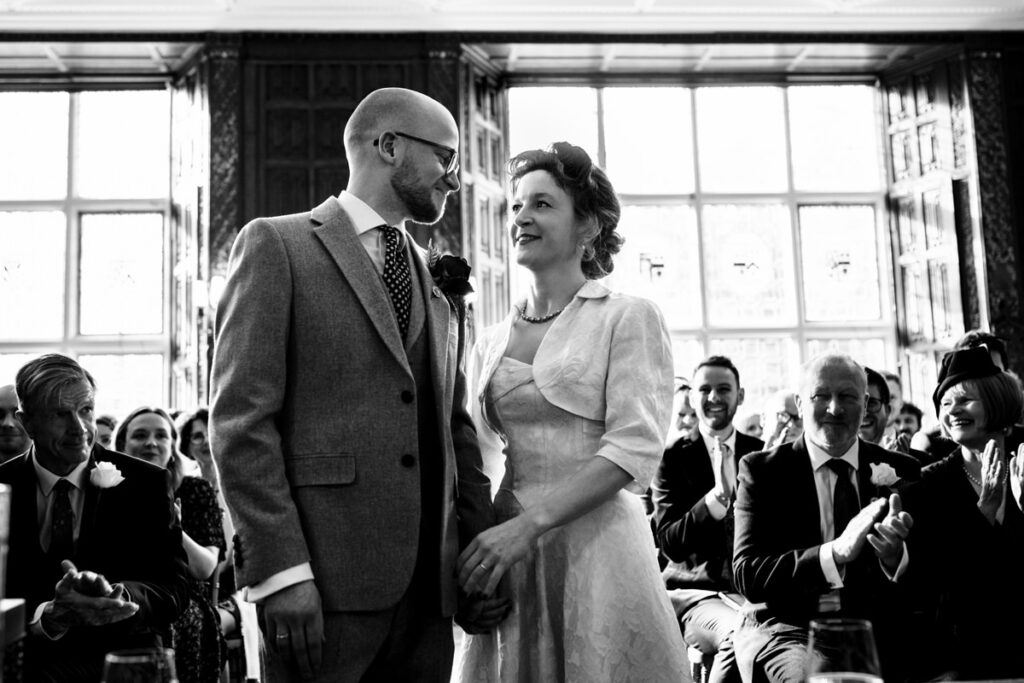 Bride and groom during Rothamsted Manor wedding ceremony