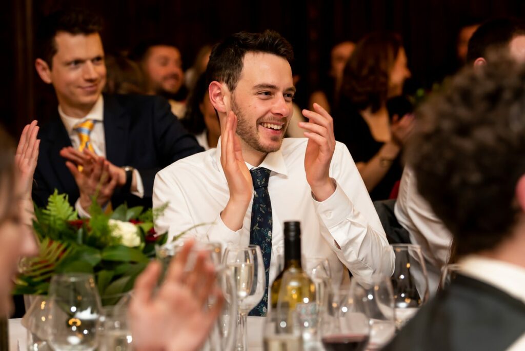 Guest speech reaction at Rothamsted Manor wedding