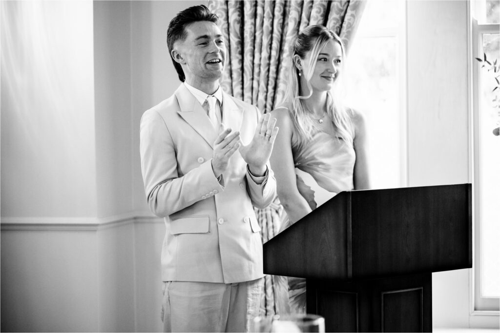 Bride's son and daughter make a funny and heartfelt speech at their Mum's civil partnership ceremony.